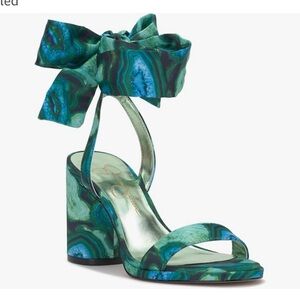 Jessica Simpson Green and Blue Heels with Dramatic Bow